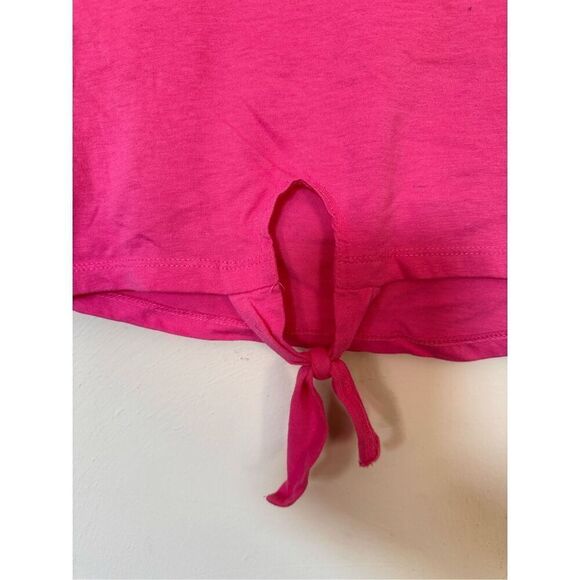 Children’s Place 2pc Outfit Girls Pink Tie Front Top with Floral Striped Shorts - Picture 5 of 8